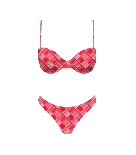 Berry Plaid Bikini image 0