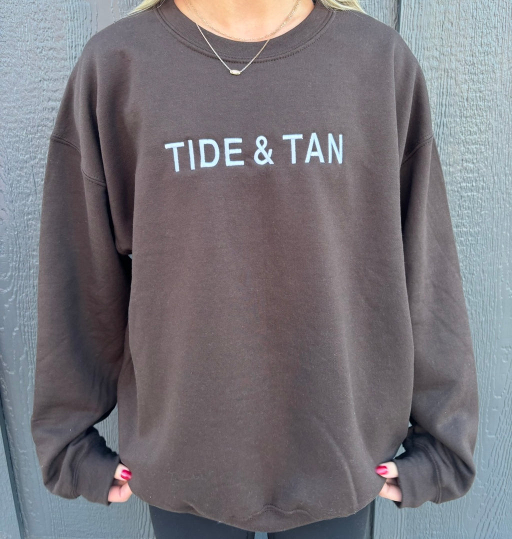 Mocha Embroidered Crewneck image 1