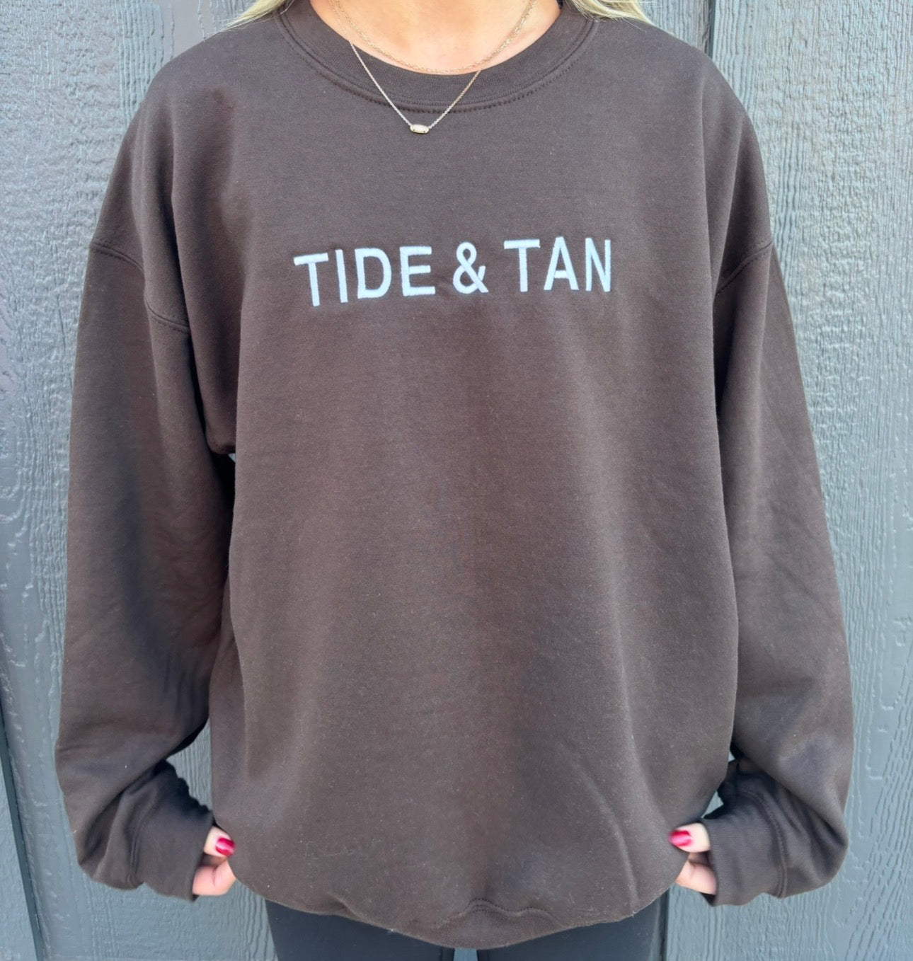 Mocha Embroidered Crewneck image 1